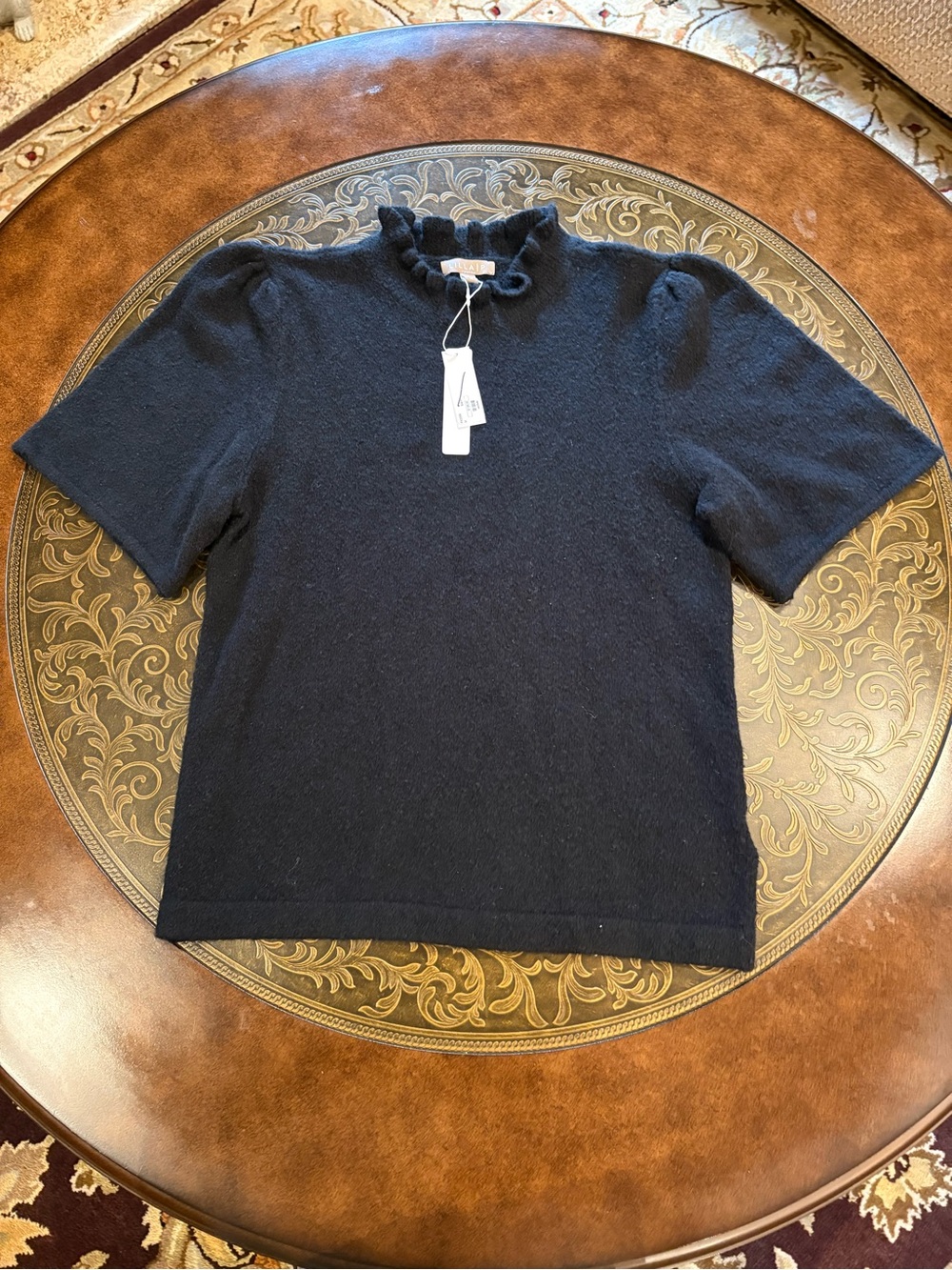 Lilla P Mockneck Short Sleeve Sweater Top - Size Medium